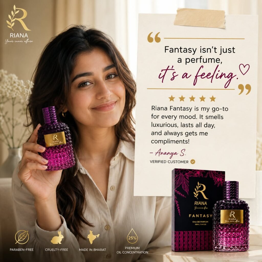 RIANA Fantasy Eau de Parfum 100ml Long Lasting Fruity Floral Woody Perfume for Women Everyday Luxury