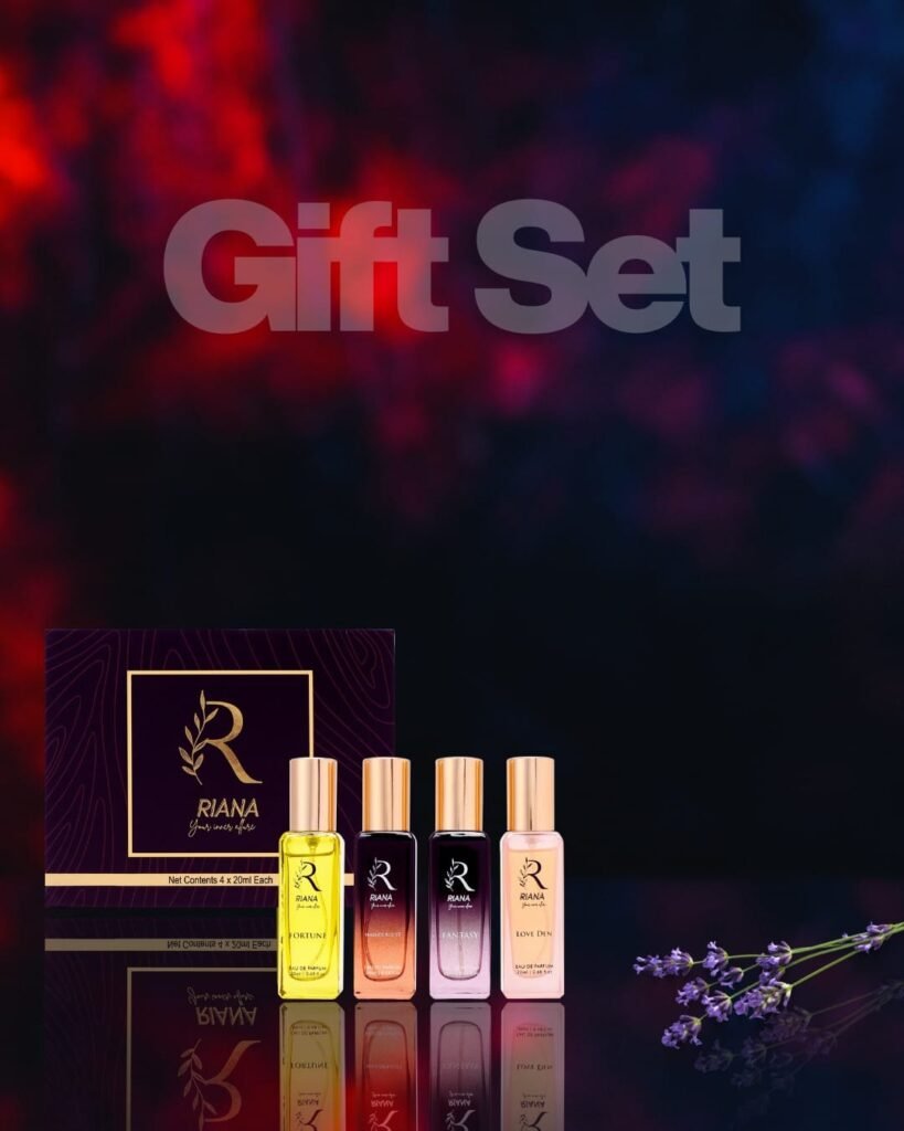 RIANA Luxury Perfume Gift Set for Men & Women | 4 x 20ml Long Lasting Premium Eau de Parfum Fragrances