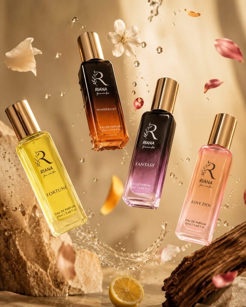 RIANA Luxury Perfume Gift Set for Men & Women | 4 x 20ml Long Lasting Premium Eau de Parfum Fragrances