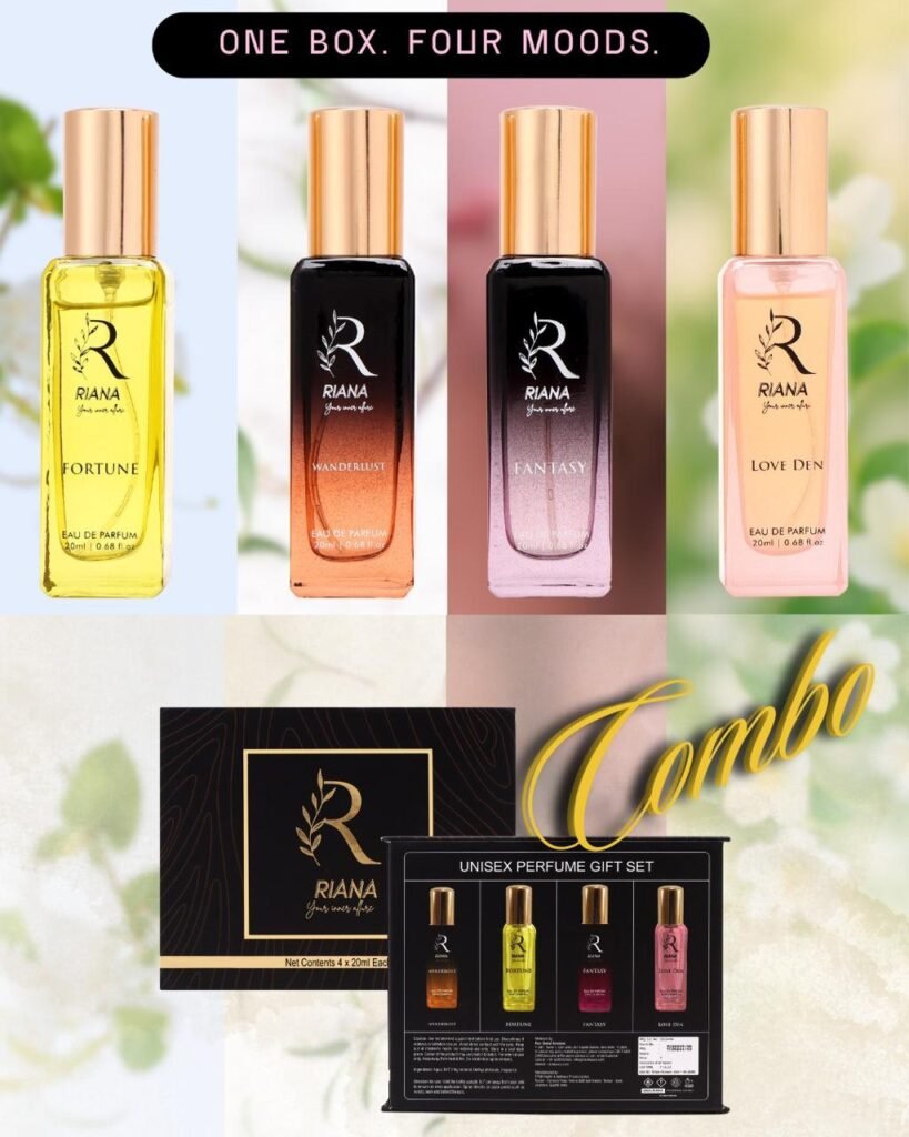 RIANA Luxury Perfume Gift Set for Men & Women | 4 x 20ml Long Lasting Premium Eau de Parfum Fragrances