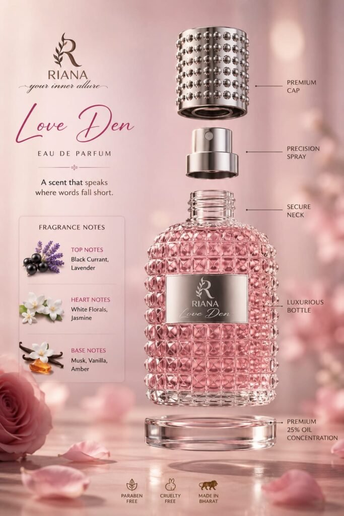 RIANA LOVE DEN Eau de Parfum Long Lasting Floral Amber Perfume for Women100ml Luxury Fragrance